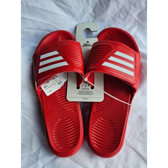 NWoB Adidas Alphabounce Slide 2.0 Sandals Slides Red White Stripes Men's 12 - Picture 4 of 5
